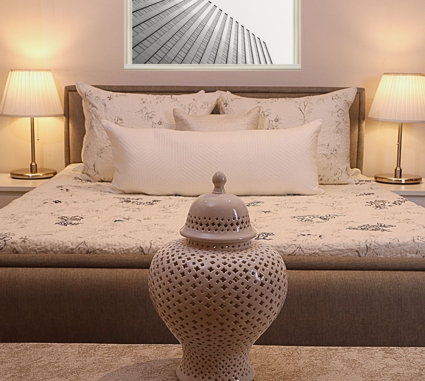 Ivory Floral motif Bedspread