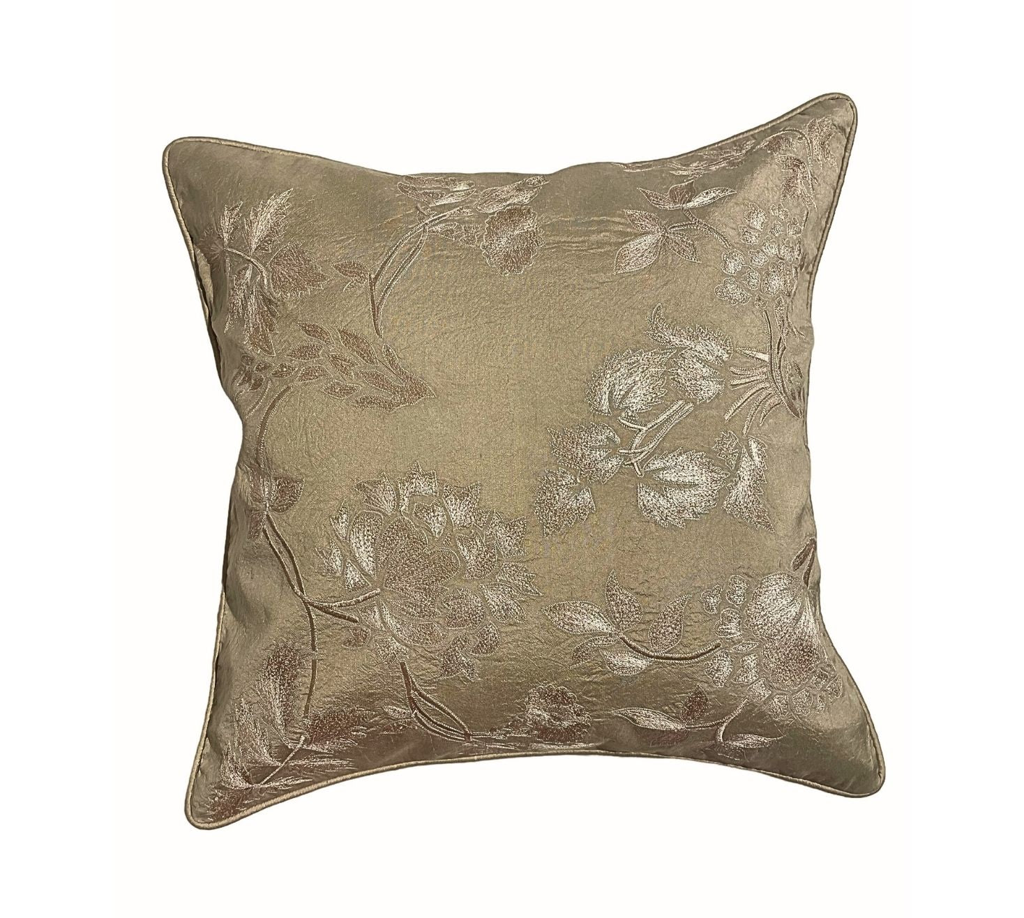 Taupe floral silk Cushion Cover