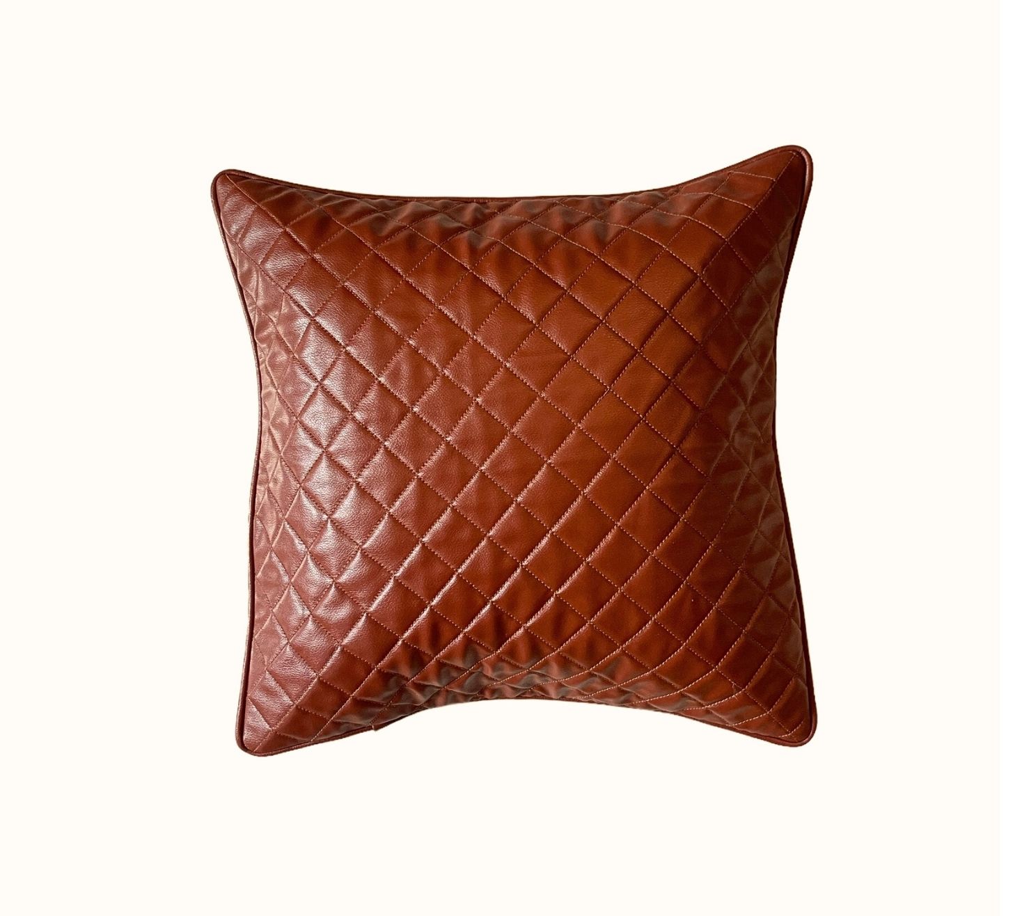Sienna Brown Oblique Leatherette Cushion Cover