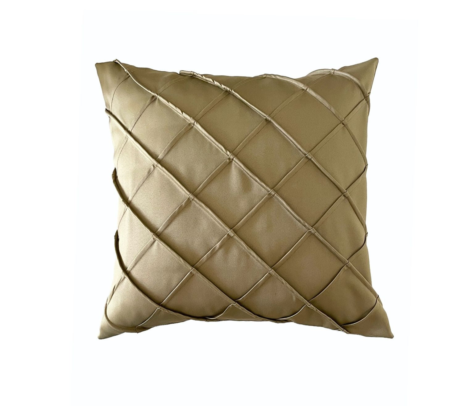 Olive Criss Cross Satin Cushion Cover
