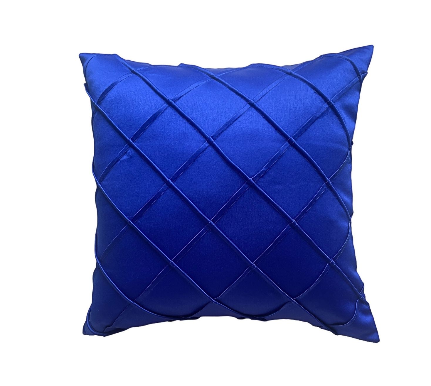 Cobalt Blue Criss Cross Satin Cushion Cover
