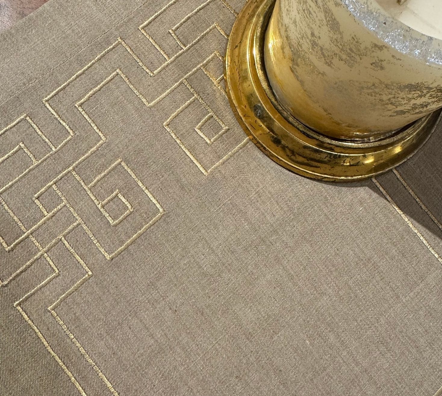 Geometrical Embroidered Linen Placemats