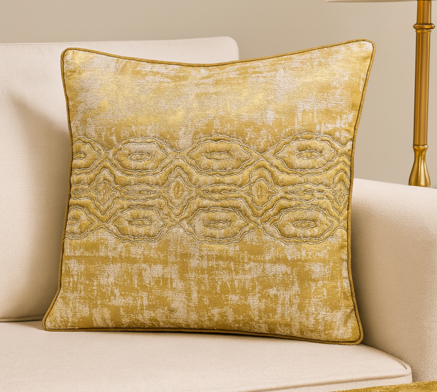 Golden Mirage Cushion Cover