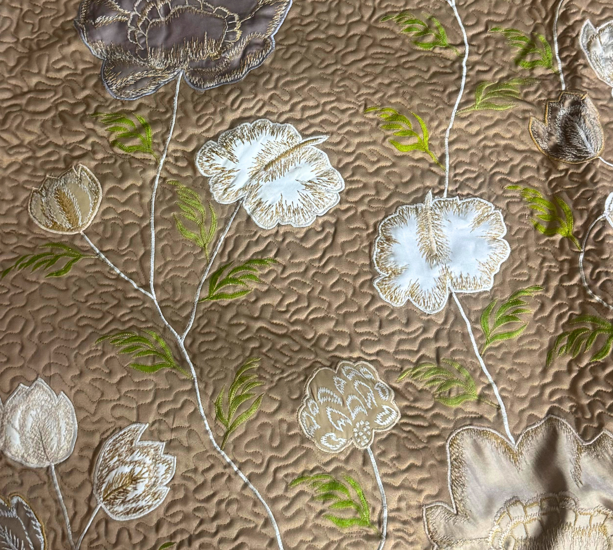 florals in gold quilted bedspread