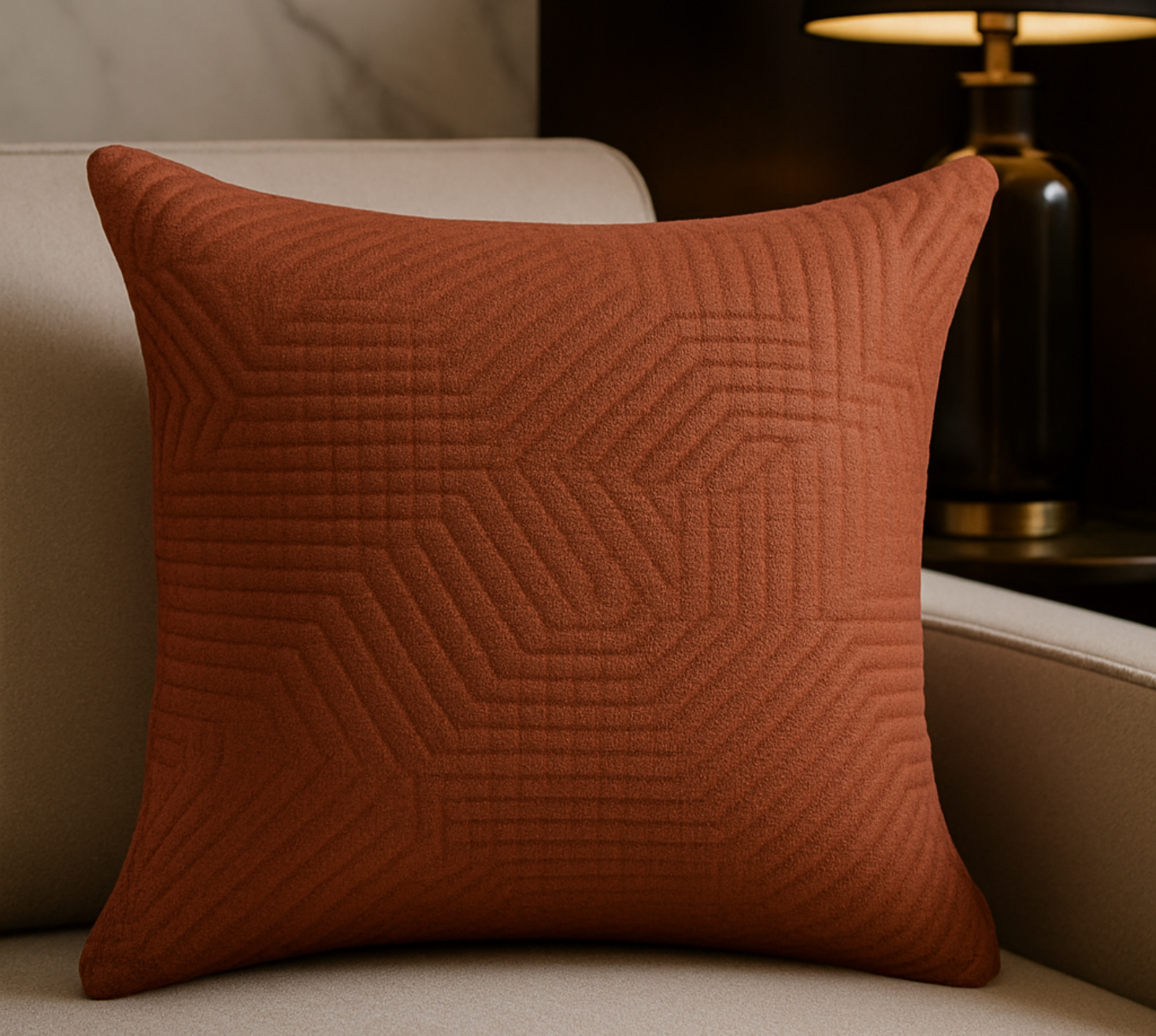 Rust Reverie Quilted Cushion Cover