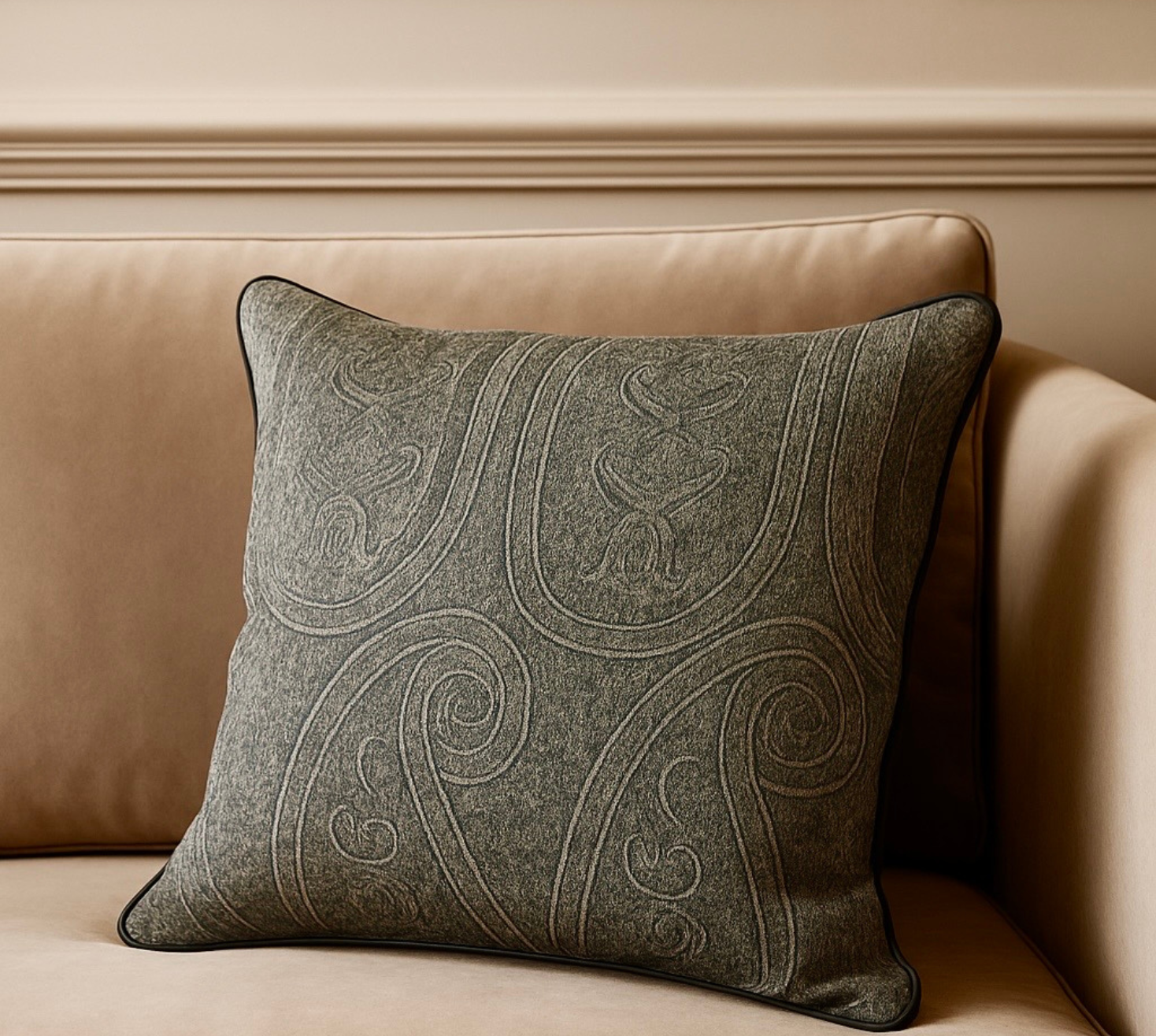 Paisley linen silk embroidered cushion cover