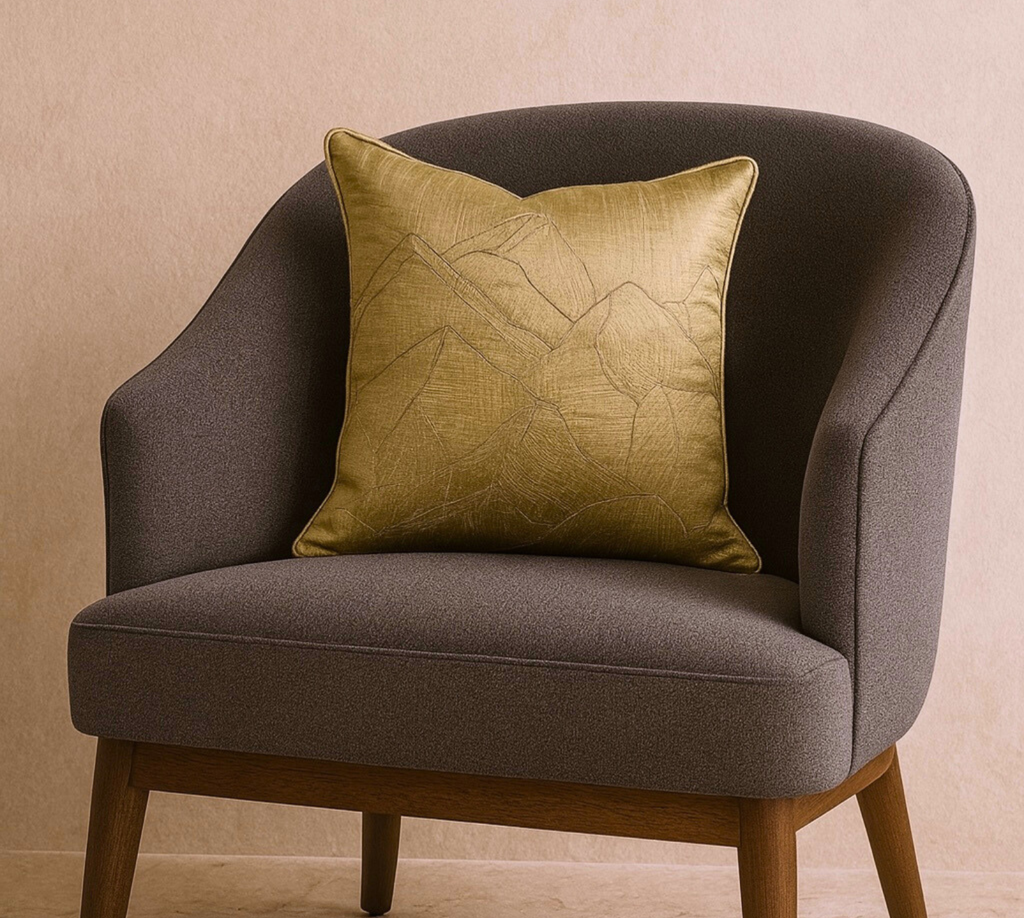 Golden silk mountainous cushion cover