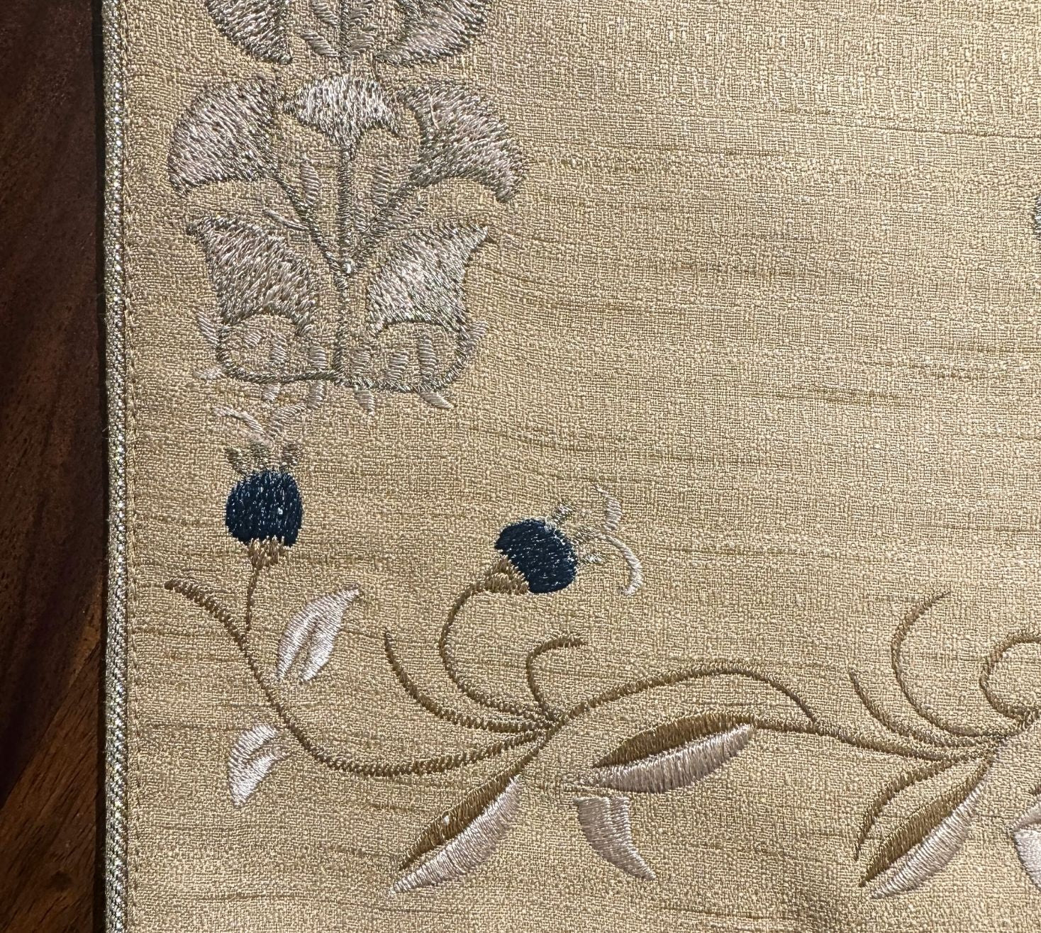 Golden Bloom Embroidered Runner