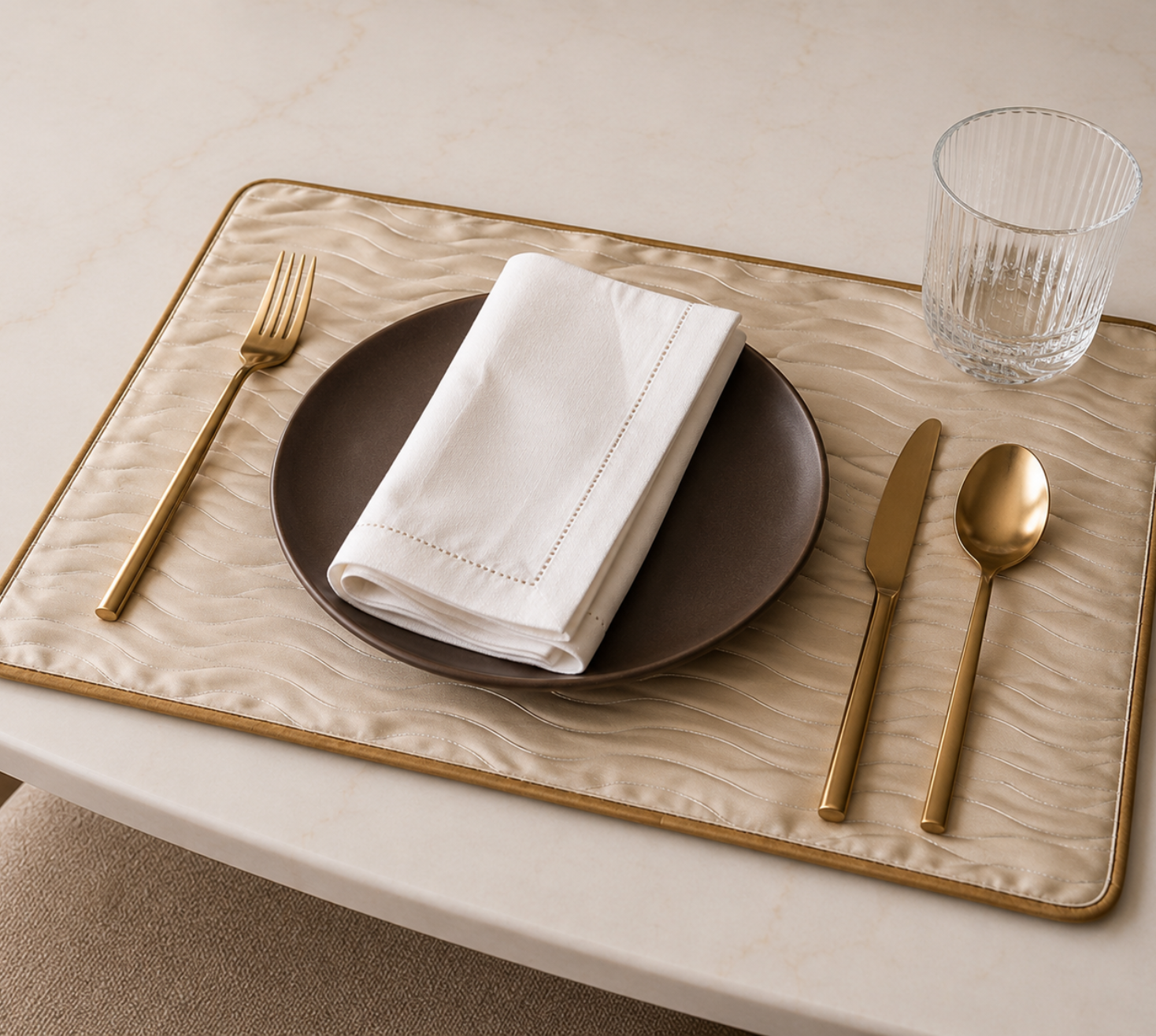 Golden Waves Satin Jacquard Placemat set