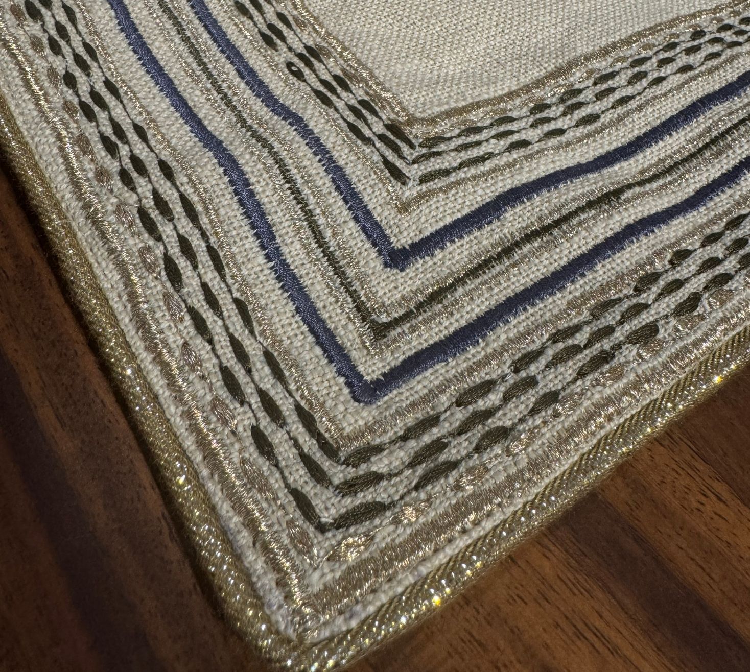Timeless Striped Embroidered Runner
