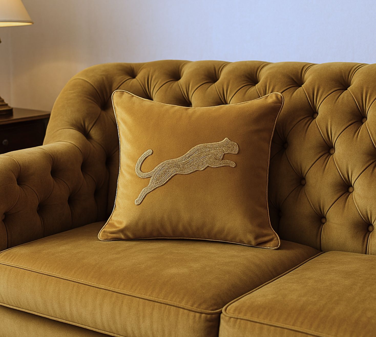 The Leopard Luxe in gold cushion cover