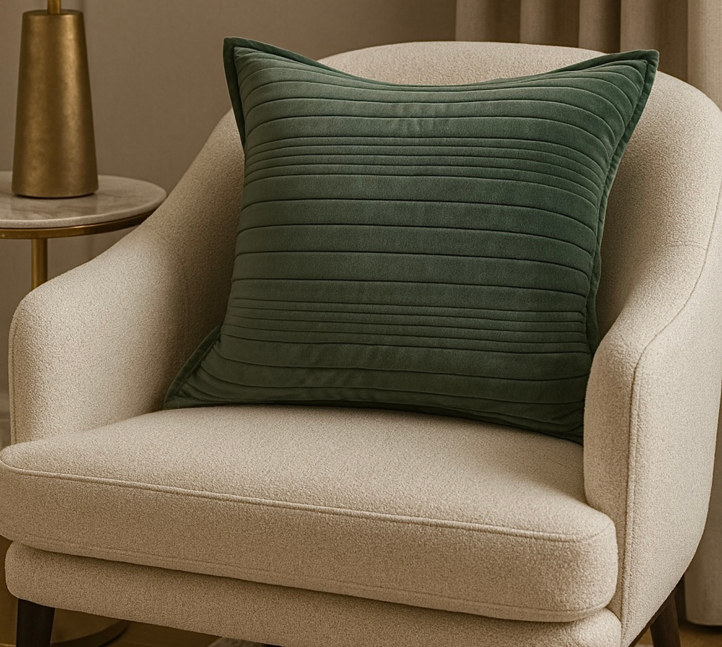 Castle Green velvet embroidered cushion cover