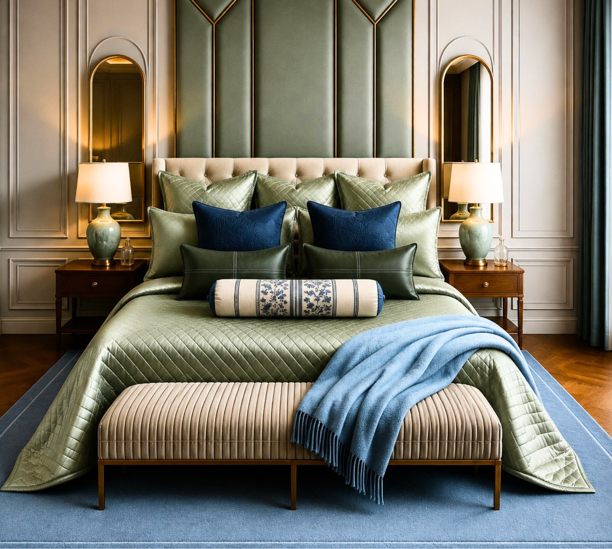 The sage suite quilted bed spread