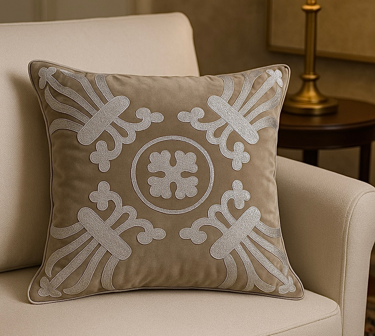 Brown Velvet Serenity Cushion cover