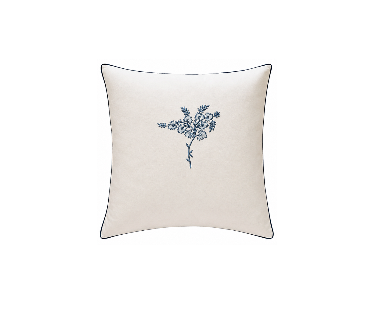 Quiet blue floral  linen quilted bed spread