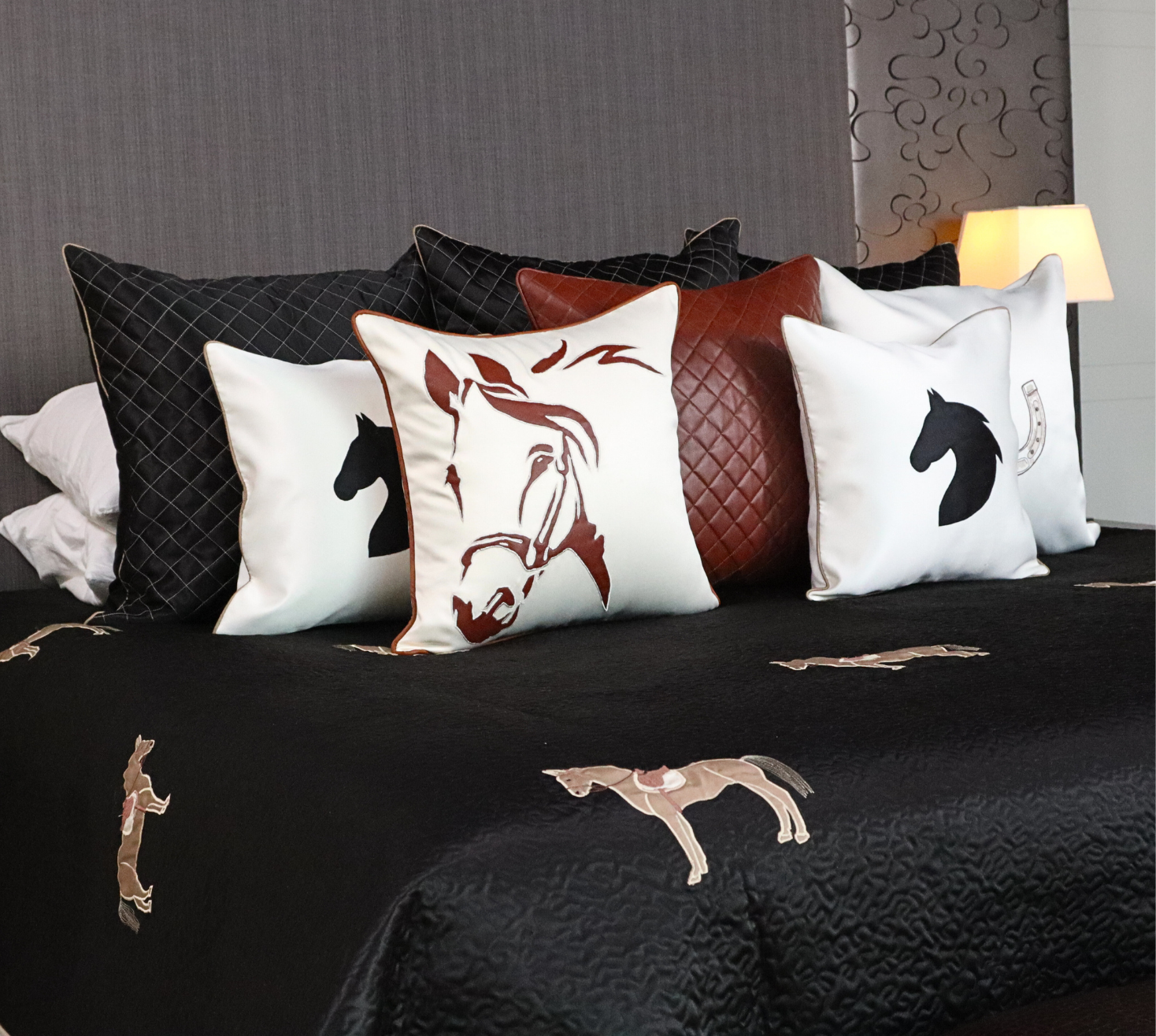 The Stallion patterned Satin quilted bedspread