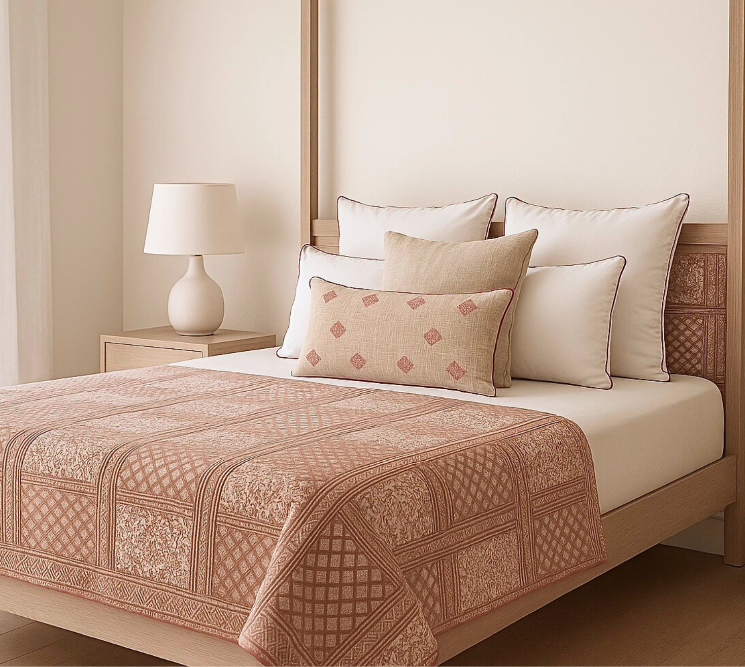 Rustish Pastel Earthy Quilted Bedspread