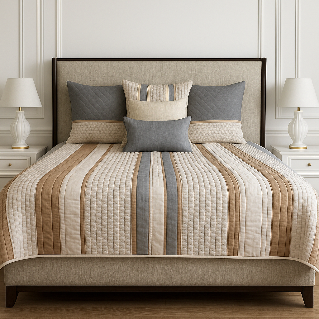 Grey whisper cotton quilted bedspread