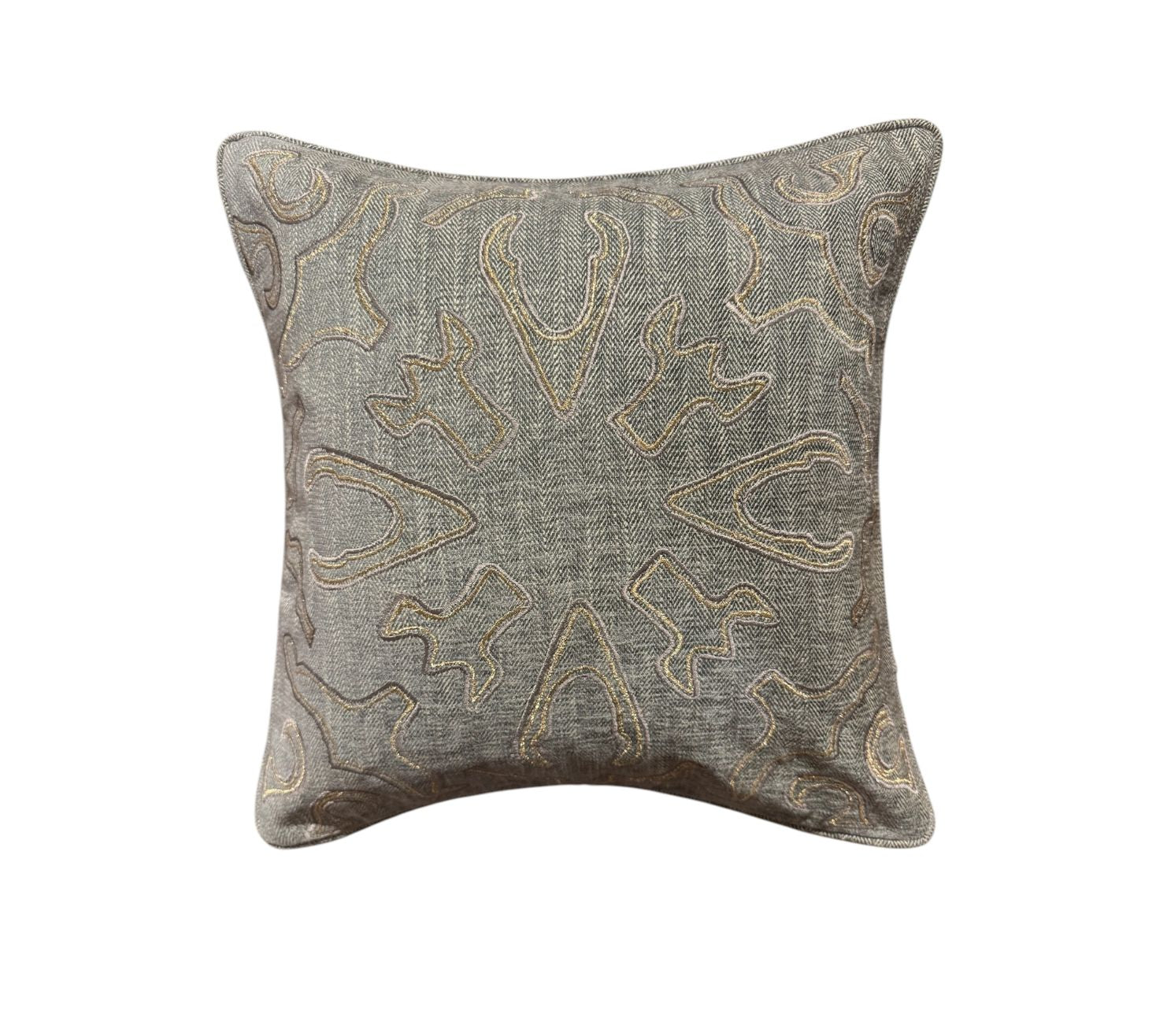 Modern abstract Grey herringbone embroidered cushion cover
